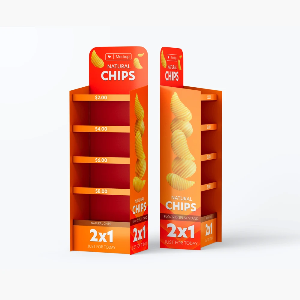 Custom Pop Cardboard Rack Retail Supermarket Potato Chips Corrugated Cardboard Floor Display Stand