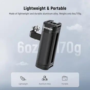 NEEWER Side Handle Grip Compatible with SmallRig NEEWER Camera Cage, Lightweight Camera Handle Rig with Dual 1/4" Screws detail image