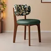 Walnut color+floral cloth backrest+dark green leather cushion