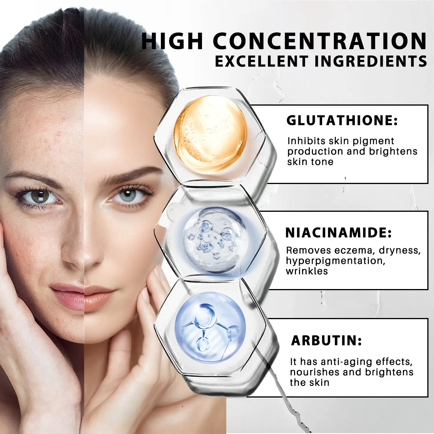 glutathione for eczema EELHOE Serum Skin Brightening, Azonee Hydrating Face Serum with Kojic Acid & Niacinamide, Reduces Dark Spots, Enhances Skin Tone, 100ml | Best Price KSA Face Care Glutathione Niacinamide Arbutin