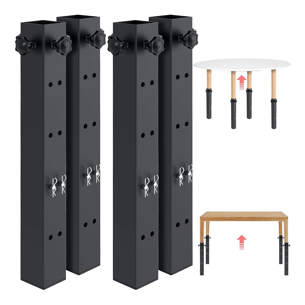Table Legs Extenders for Adjustable Folding Table Metal Square Table Legs Risers for Straight Legs