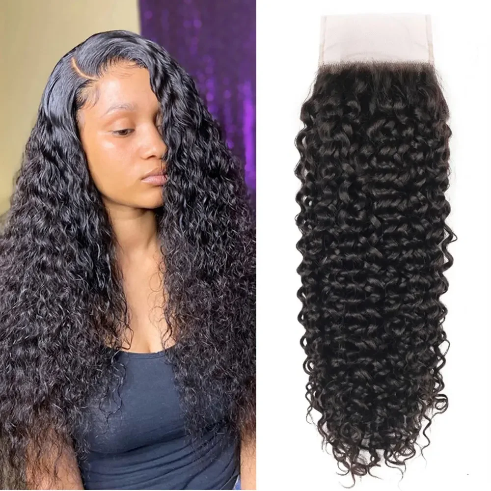 Kinky Curly Brazilijos žmogaus plaukai giliai banguoti nėrinių užsegimai_voghion.com