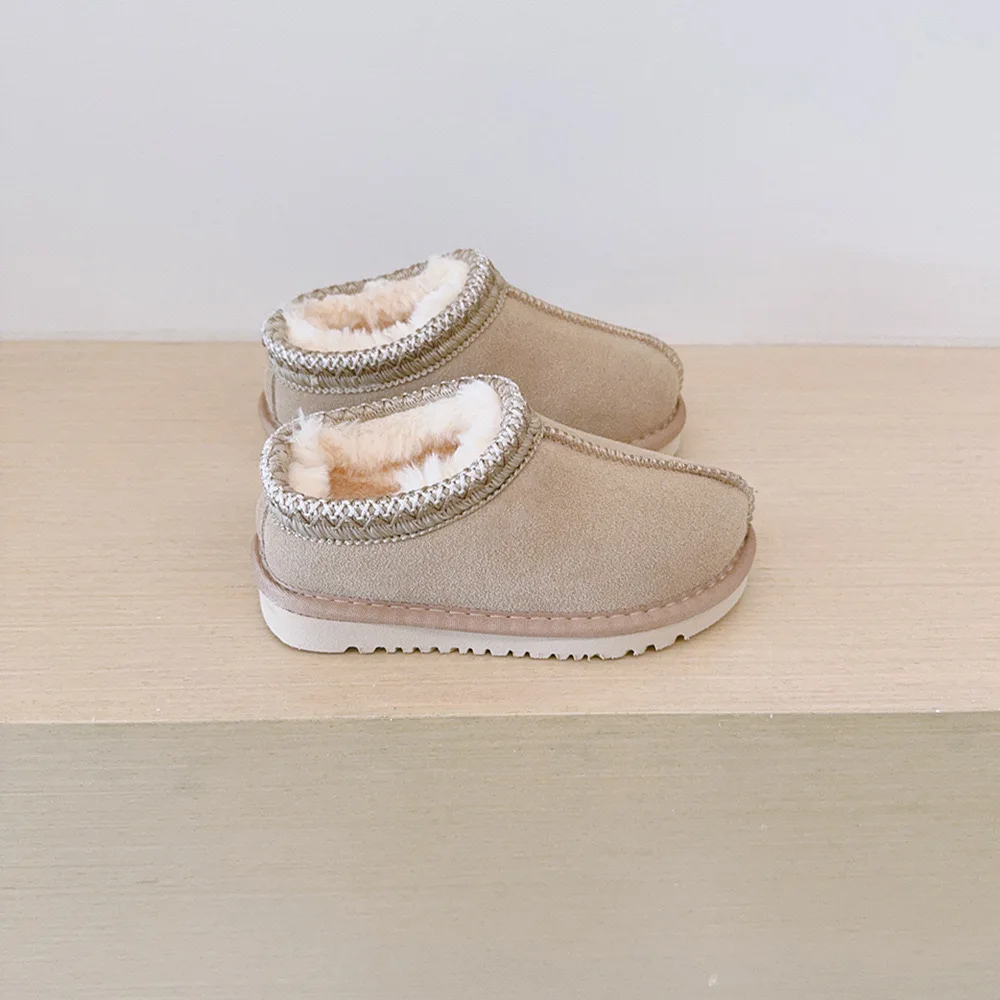Cross-border Cowhide National Wind Children's Short Snow Boots 2025 Winter New Thickened Slip-on for Boys and Girls
