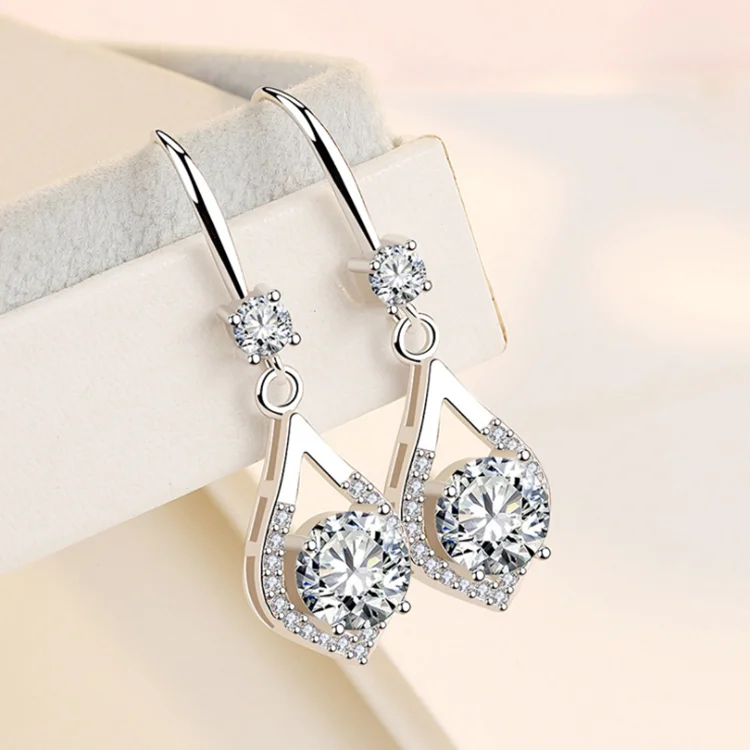 Korean Multicolor Drop Earrings Shiny Zircon Earrings With Diamond Crystal Earrings