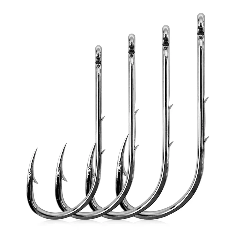 Saltwater Octopus Fishing Hooks 110pcs Box - High Carbon Steel, Black Nickel, 2 Barbs, Offset Circle Hooks Saltwater Octopus Fishing Hooks 110pcs Box - High Carbon Steel, Black Nickel, 2 Barbs, Offset Circle Hooks
