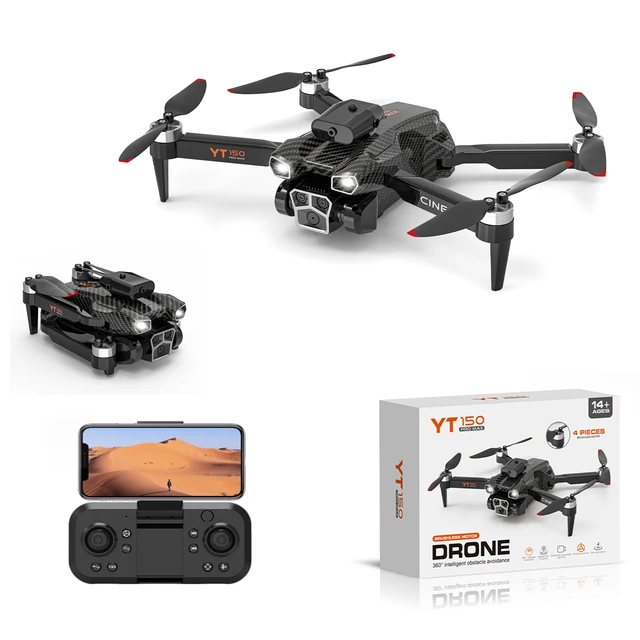 YT150 RC Drone WIFI 4K HD Three Camera Obstacle Avoidance Quadcopter Drone