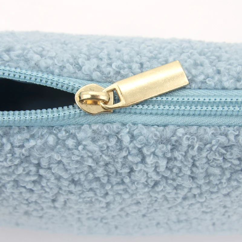product customize logo soft cute makeup pouches teddy portable travel zipper terry plush toiletries cosmetic bags-6