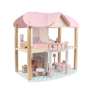 Children Play House Toys Pretend Play Assemble Miniature Furniture Toy Three Floors Doll House for Girl Baby Kids Pretend Play