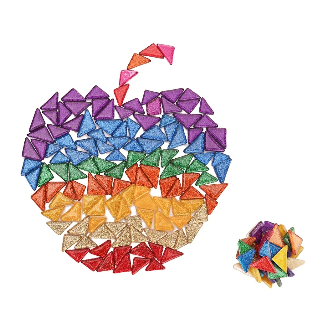 Wholesale Mixed Colorful Bulk Irregular Broken Glitter Crystal Art Mosaic Craft Glass Tile
