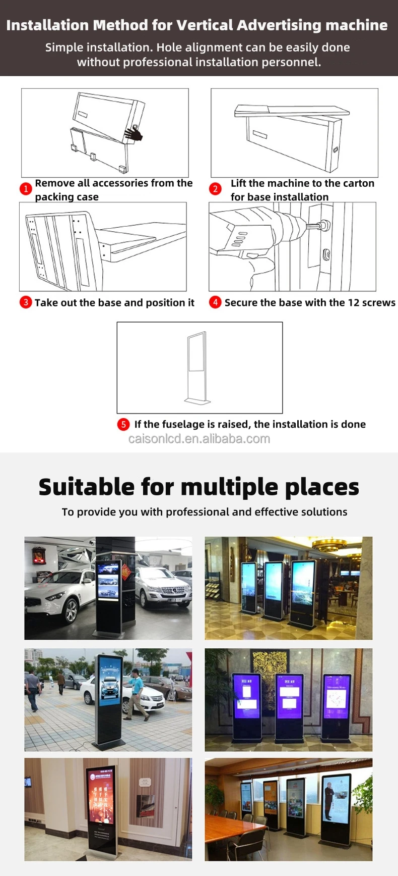 Smart Kiosk Vertical Interactive Panel digital signage and display Totem Floor 43 inch digital stand Touch Screen details