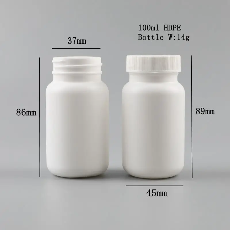 High Quality Customized HDPE White Plastic Medicine Bottle Vitamin  Candy Bottle Capsule 100ml