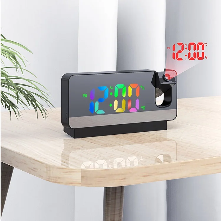 180 Rotation LED Digital projektion Wecker USB Elektronischer