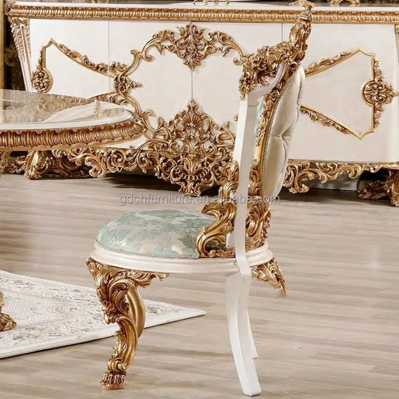 Antique Royal Solid Wood Carved Dining Room Furniture Set Classical 6