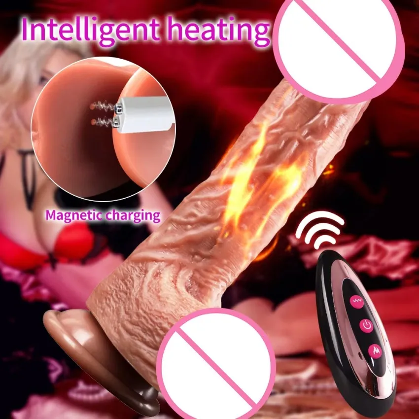 Realistic 18-22cm Thrusting Dildo Vibrator for Women Soft Adult Sex Toys with Heating for Anal Clit & G-Spot Stimulation