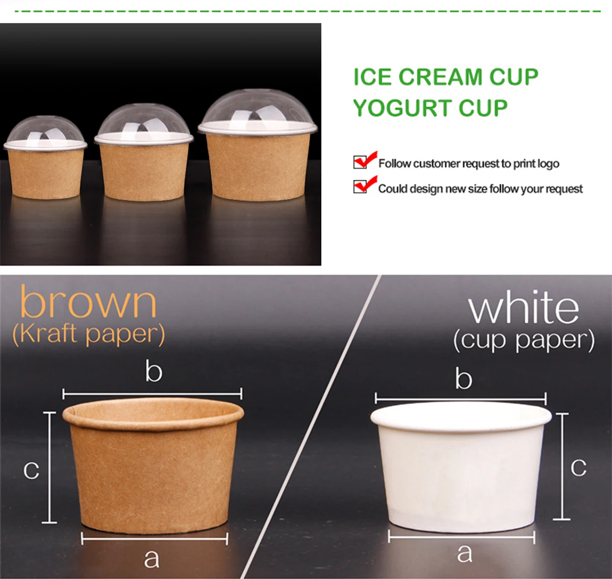 Food Grade Disposable Packaging Ice Cream Paper Cup Custom Printed 3oz ...