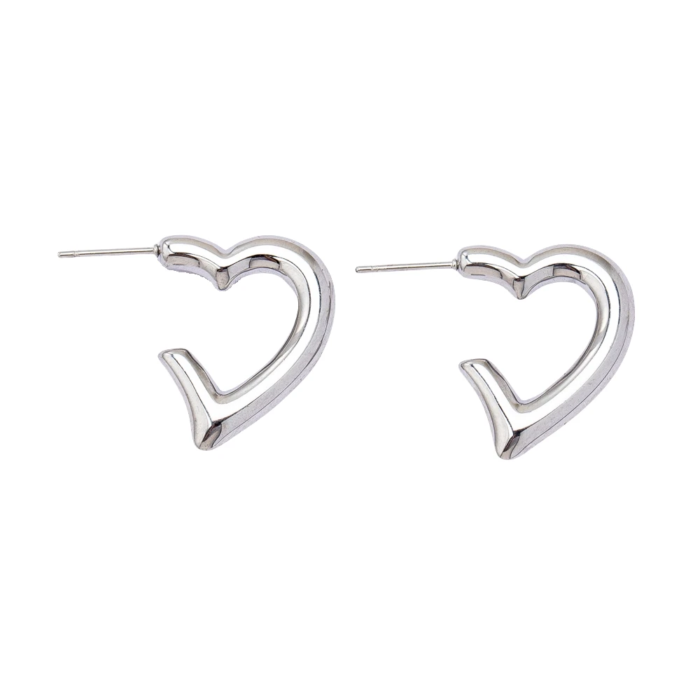 2025 Customized Vintage Stud Earrings with Rhodium Plating Stainless Steel Heart Post Fashion Jewelry for Women Men for Gift