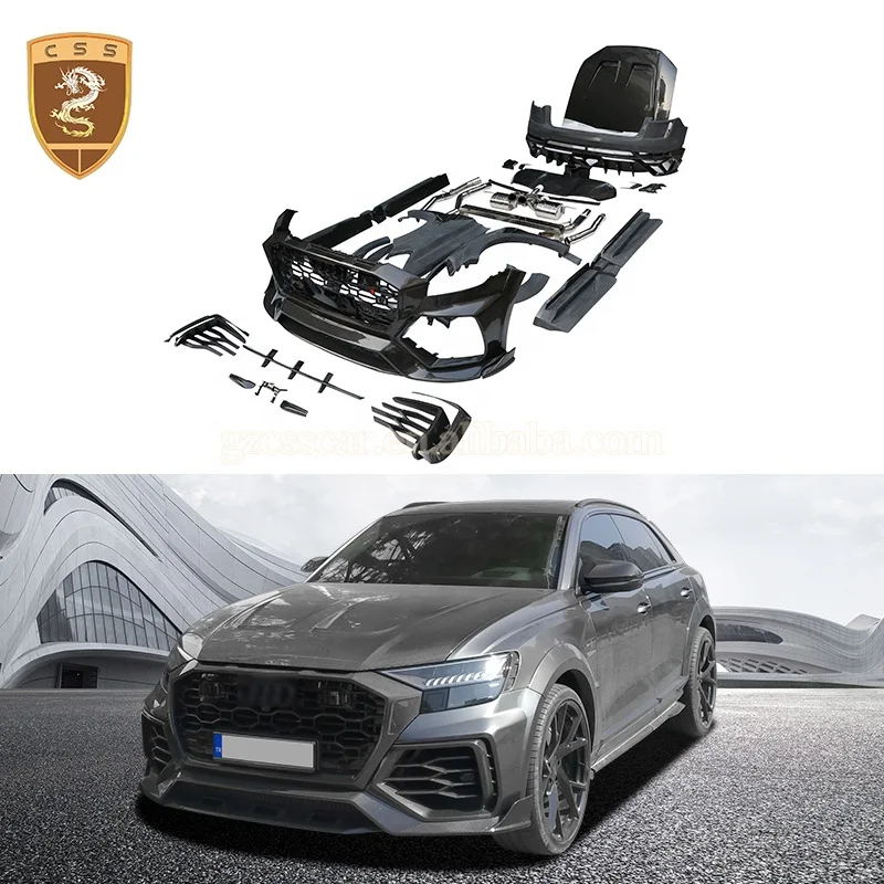 Audi RSQ8 Style Body Kit Including Rear Bumper Exhaust Tailpipe Front Engine Car Fenders Side