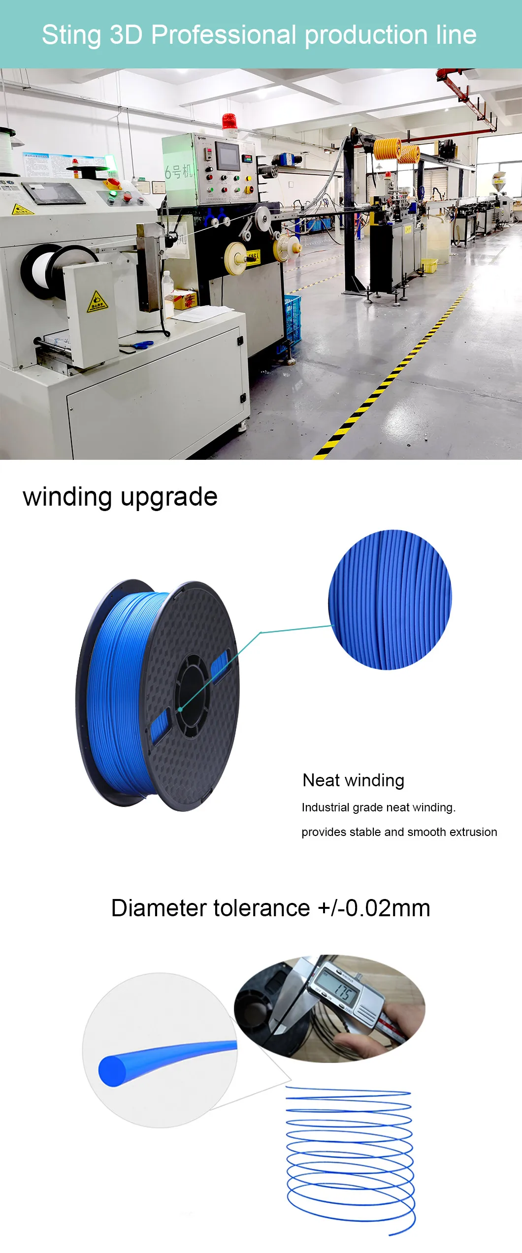 34d Hardness Parallel Neat Winding Pla + Flexible Filament 1.75/2.85mm
