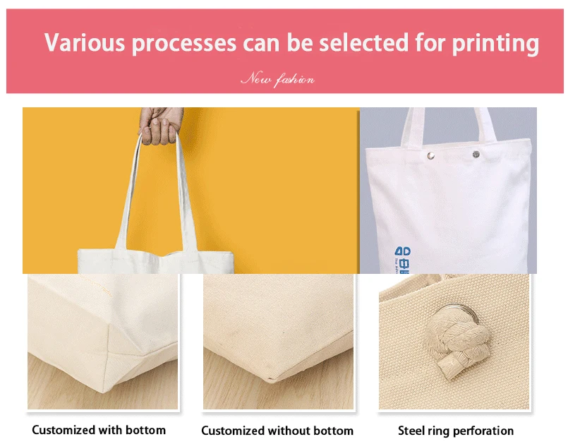 Custom Printed Logo 16oz Bulk Foldable Reusable Shopping Bag Cotton ...