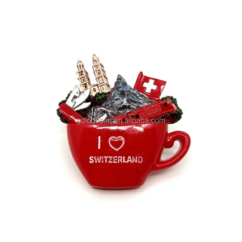 I Love Switzerland Cup Fridge Magnet - Eco-Friendly Souvenir