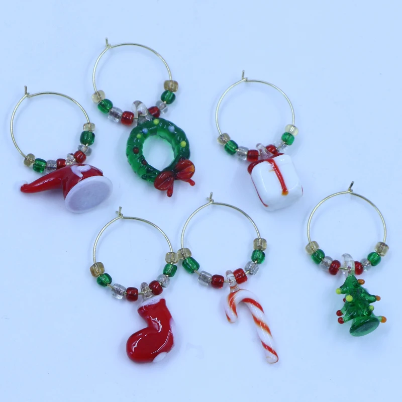 Christmas Wine Glass Ring Charms Eco-Friendly Bar Accessories