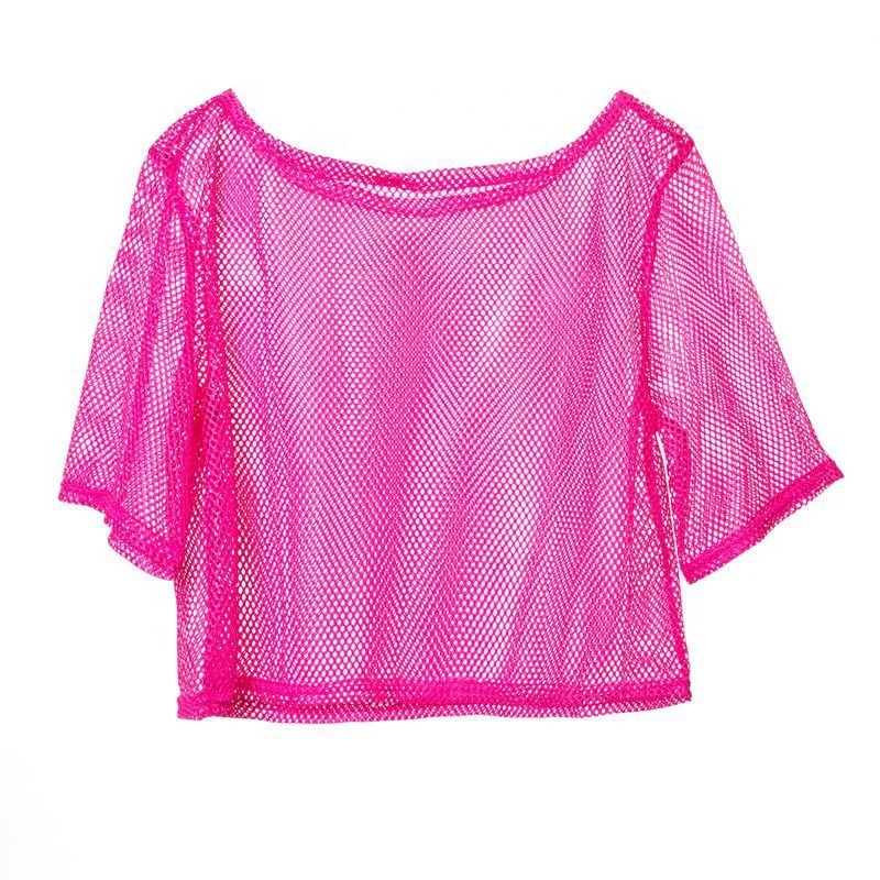 80s 90s Women's Sexy Mesh Cover-Ups See through Fashion