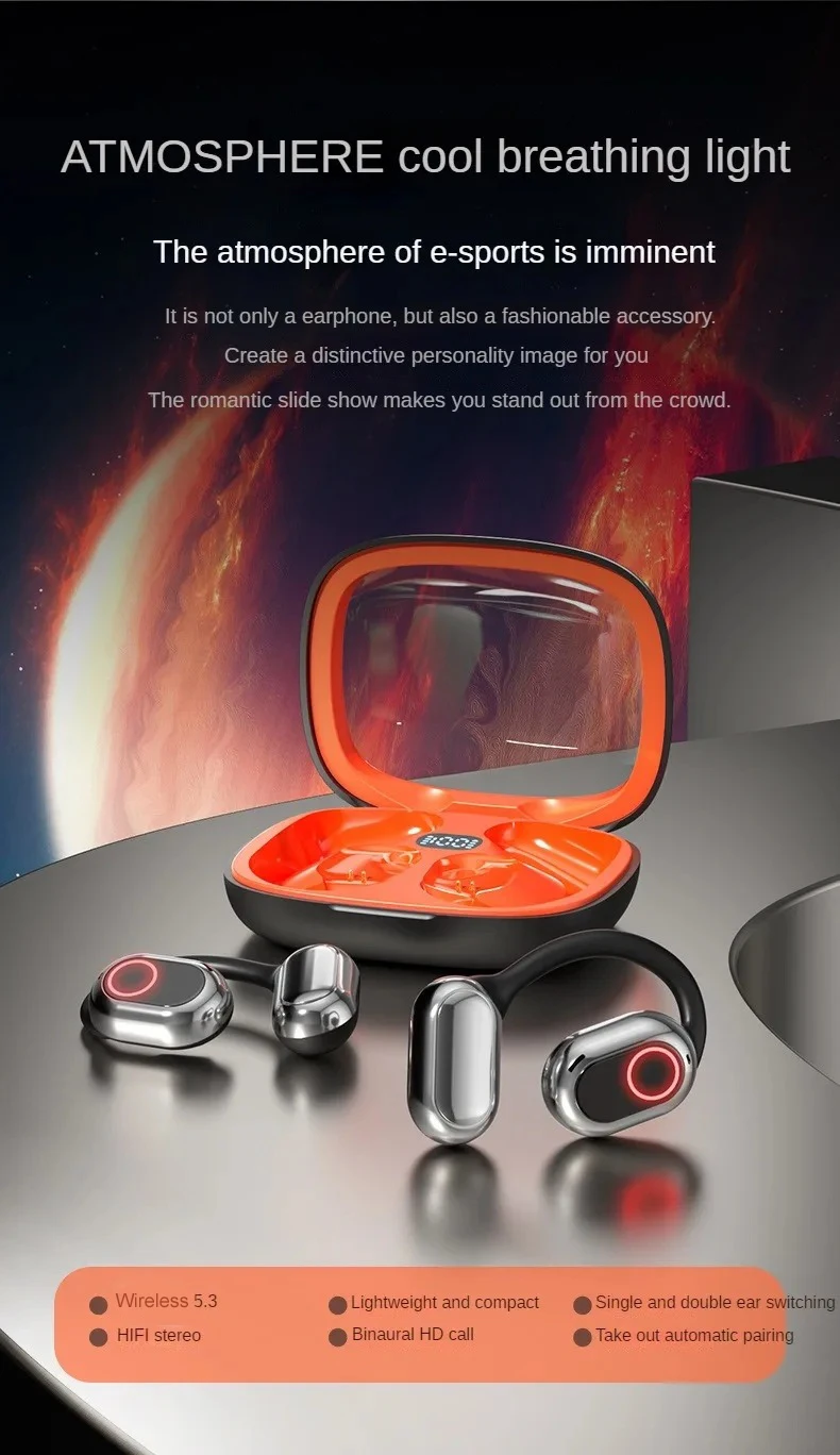 Low Frequency Dual Microphones Long Battery Life Shock Sound OWS Earhook Headphones Wireless Sports Headsets