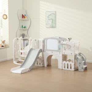 Factory Direct Sale 6 1 Indoor PE Plastic Toys Rocket Prodigy Family Safe Combination Slides Swing Kids Gifts Different Play