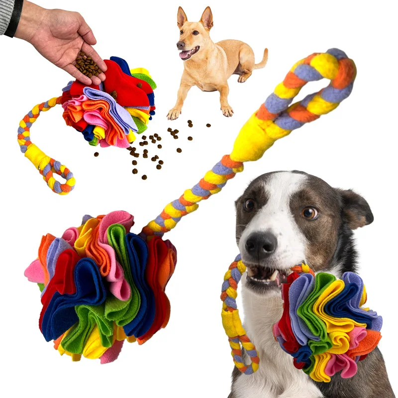 Hand Made Interactive Pet Toys Dog Puzzle Snuffle Toy Slow Feeder Ball Polar Fleece Dog Ball Thrower factory