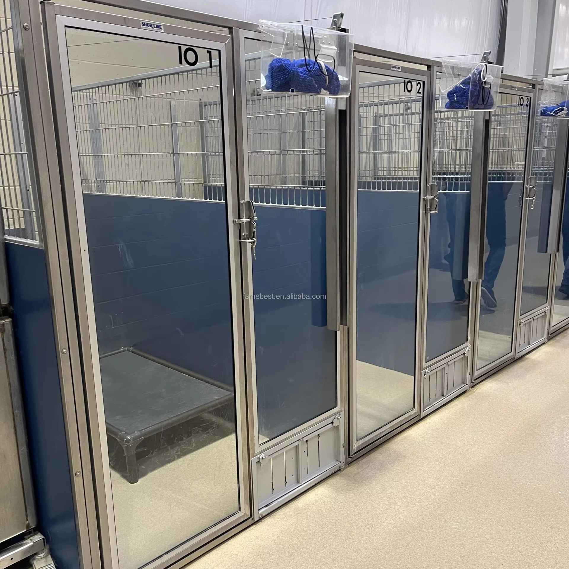 Stainless Steel 304 Dog Kennels with Tempered Glass Doors