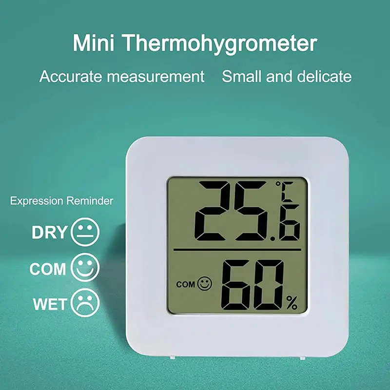 New Indoor Mini LCD Smiley Thermometer Hygrometer Digital Display Thermohygrometer Crawling Pet Room Thermo-hygrometer