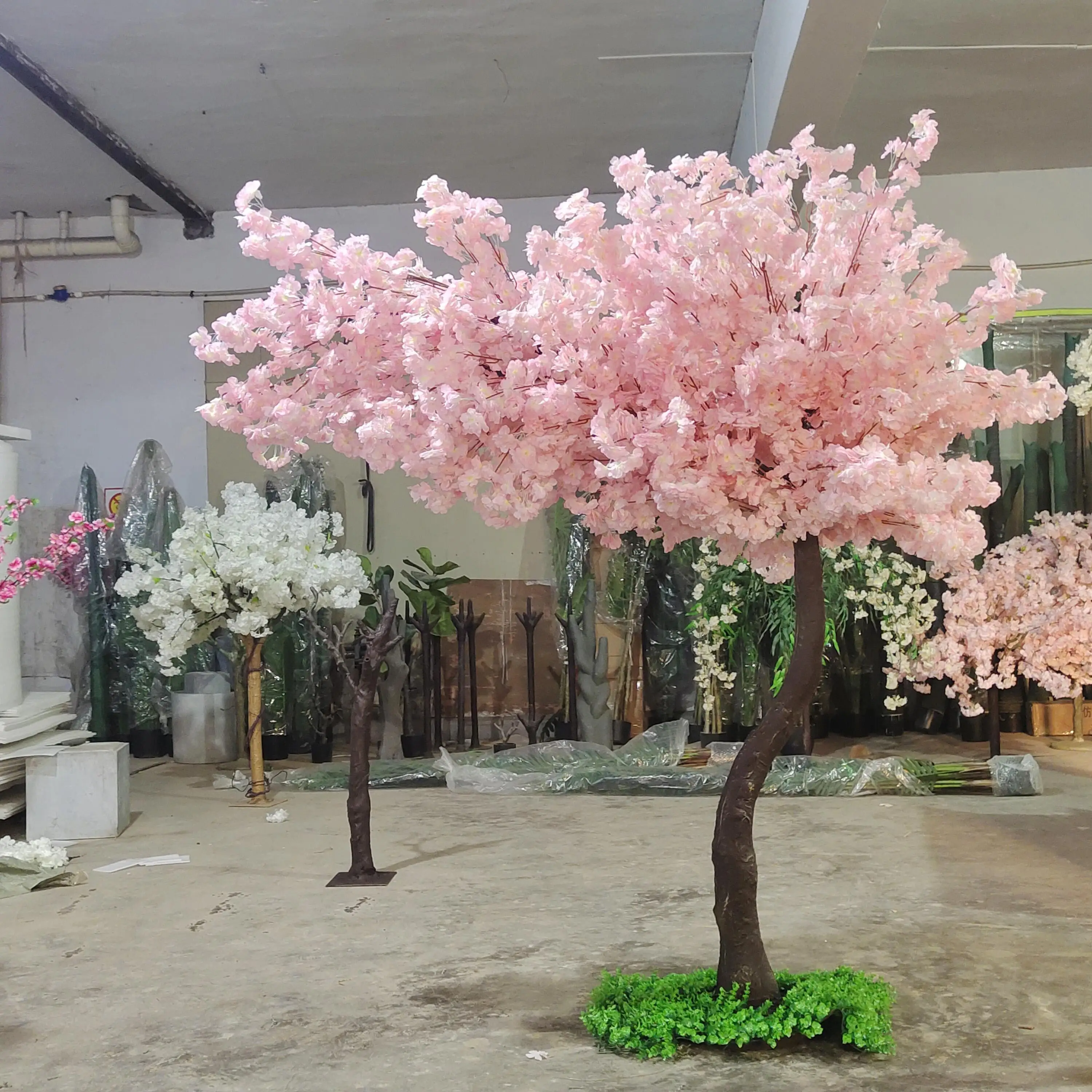 Artificial Cherry Blossom Flower Wedding Home Arrangements Decor Champagne White Pink Silk