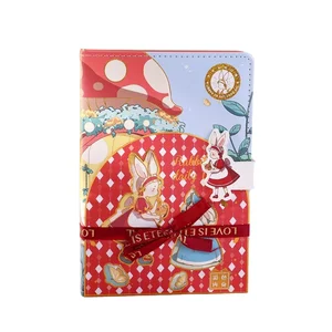 32k kawaii Bunny PU leather Notebook color page with Magnetic for students