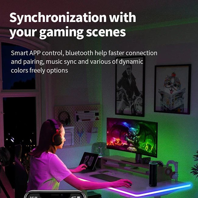 Banqcn Bedroom Ambient Custom Silicon Extrusion Diffused Smart Led Neon Rope Strip Decorative Lights Multi Color for Desks