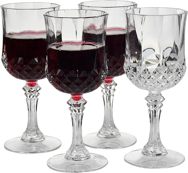 Elegant Unbreakable Hard Plastic Crystal Wine & Champagne Goblets With Stem For Parties Weddings Outdoor Events