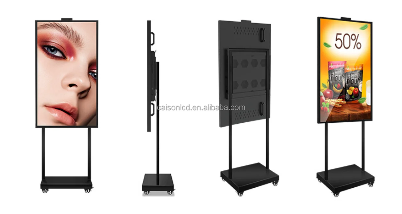 43 inch lcd movable poster advertising machine high brightness lcd monitor outdoor lcd display advertising screen details