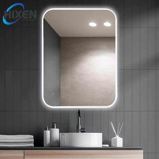 HIXEN 18-10B Certified HQ Mirrors Manufacturer Hotel Home Fogless Smart Touch Bathroom Vanity Lighted Wall Mirror