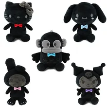 Ready to Ship Black Sanrioed 20CM Kuromi Melody Plush Doll Black Hangyodon Kids Gift Plush Toy