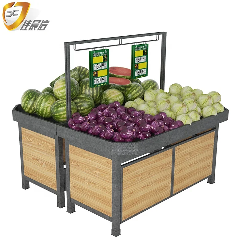 Supermarket Store Display Fruit and Vegetable Stand Rack Gondola Shelf Display Rack with Basket