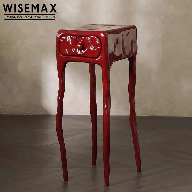 WISEMAX мебель для дома гостиной изделия из стекловолокна туманно-красный столик с выдвижным ящиком Декор ночная подставка