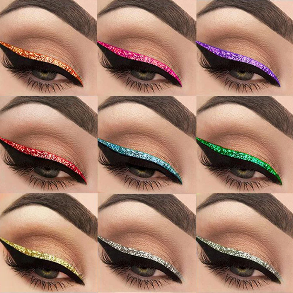 Custom logo Liquid Eyeliner Makeup Vendor 14-colors Waterproof  Glitter Eyeliner with Low MOQ