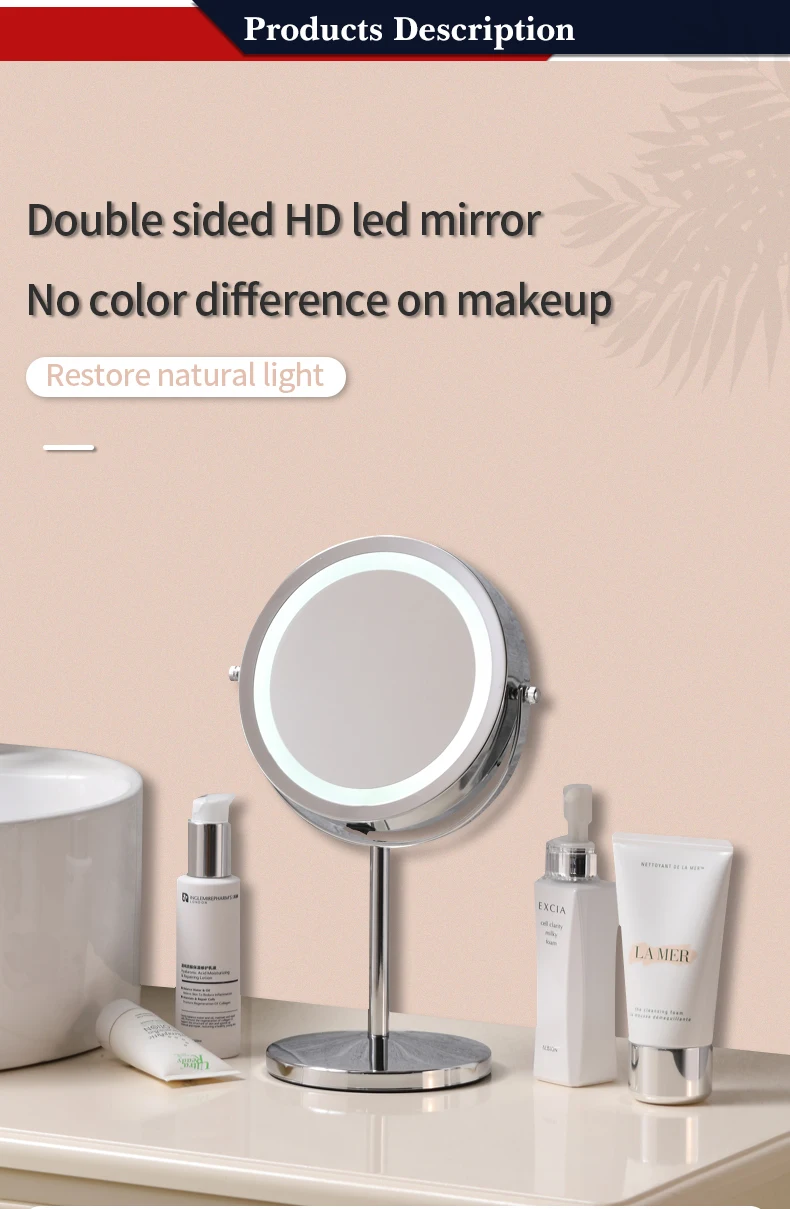 Double Sided 360 Degree Rotation Shaving Mirror Led Makeup Mirror With