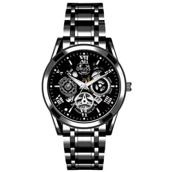 ORUSS Stainless Steel Men's Watch Luxury Waterproof