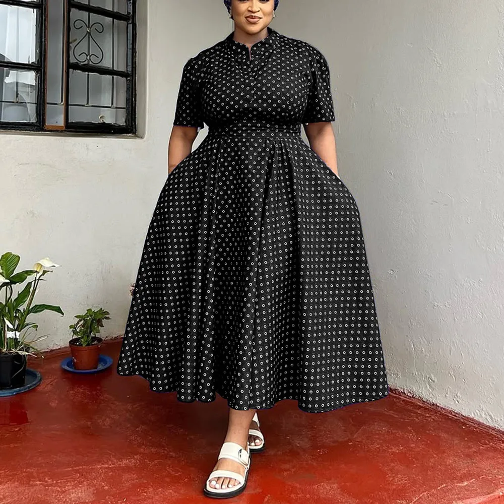 Polka Dot Office Gown For Ladies 2025 Office Dresses Women Formal Work  White Polka Dots Maxi Dress