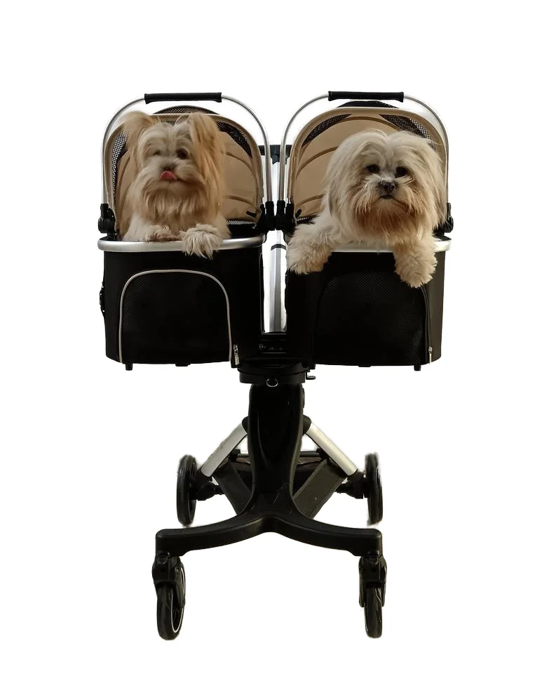 Double Pet Stroller with Luxury Folding & Waterproof Cover