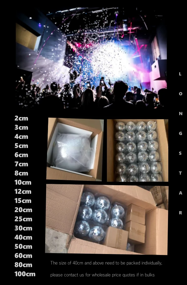Wholesale Shatterproof Sliver Disco Custom Party Gift Mirror Ball Disco