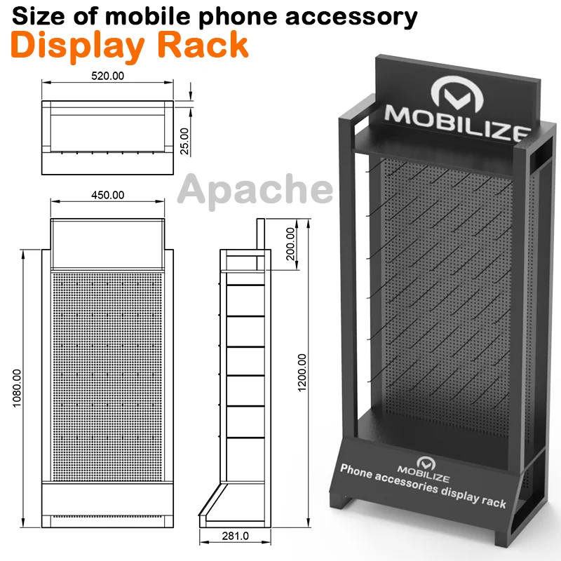 Bevis Modern Customizable Display Unit Powder Coated Metal Earphone Stand with Floor to Floor Design for Supermarket