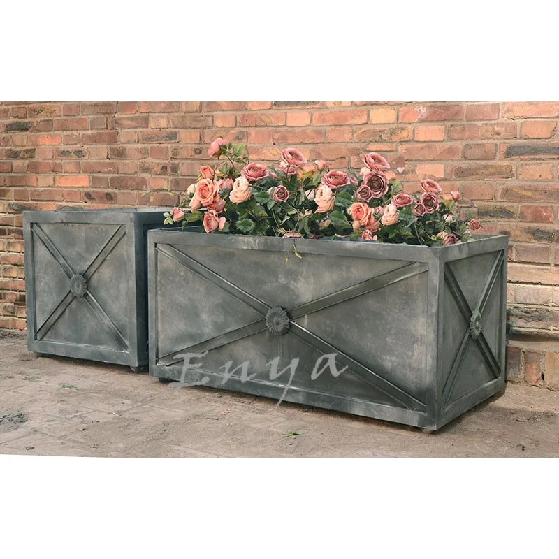 Vintage French Design Cube Planter Box Outdoor Decorative Plant Pots Wholesale Home and Garden Supplies