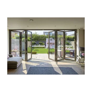 Custom Black 3 panel Modern Exterior Bi-Folding Doors Bifold Aluminium Door