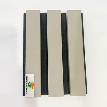 Grey PVC Film MDF Wood Slat Curved Wall Panel Sound Absorbing Proofing Factory Price Ceiling Wooden Wall Acoustic Panels